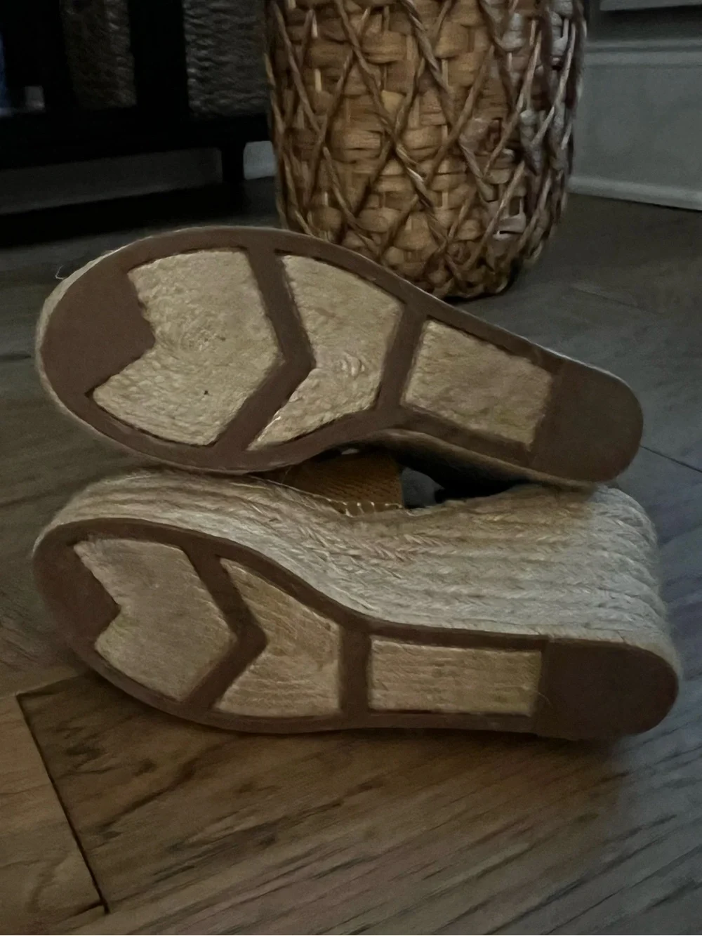 Marc Fisher Cognac Perforated Espadrille Wedge Sandals with Ankle Strap